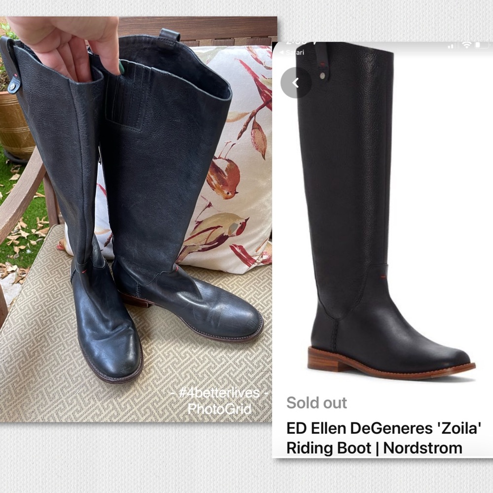 Ellen Degeneres ED Zoila Leather Upper Textile Lined Riding Tall boots 8M 38